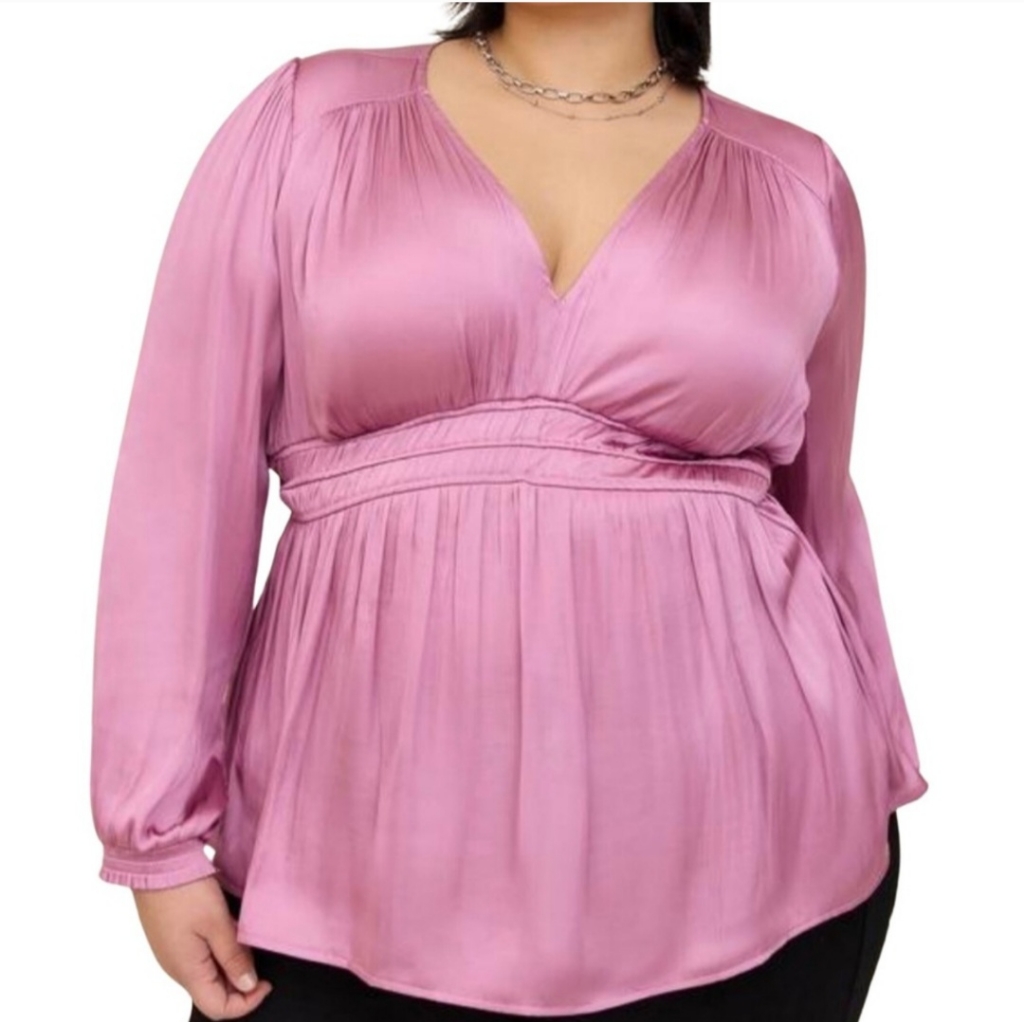Torrid -Peplum Satin Smocked Waist Top 3x